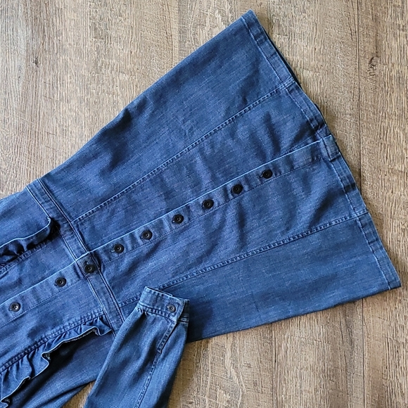 NWT! Madewell Denim Ruffle-Front Style Dress - Picture 3 of 12